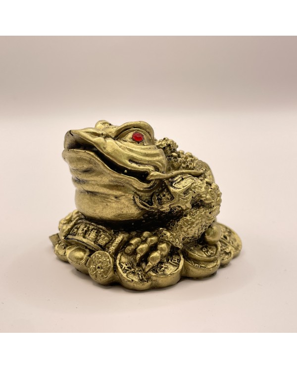 Soška Feng Shui - Trojnohá žaba sediaca na minciach