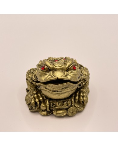 Soška Feng Shui - Trojnohá žaba sediaca na minciach