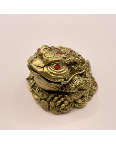 Soška Feng Shui - Trojnohá žaba sediaca na minciach