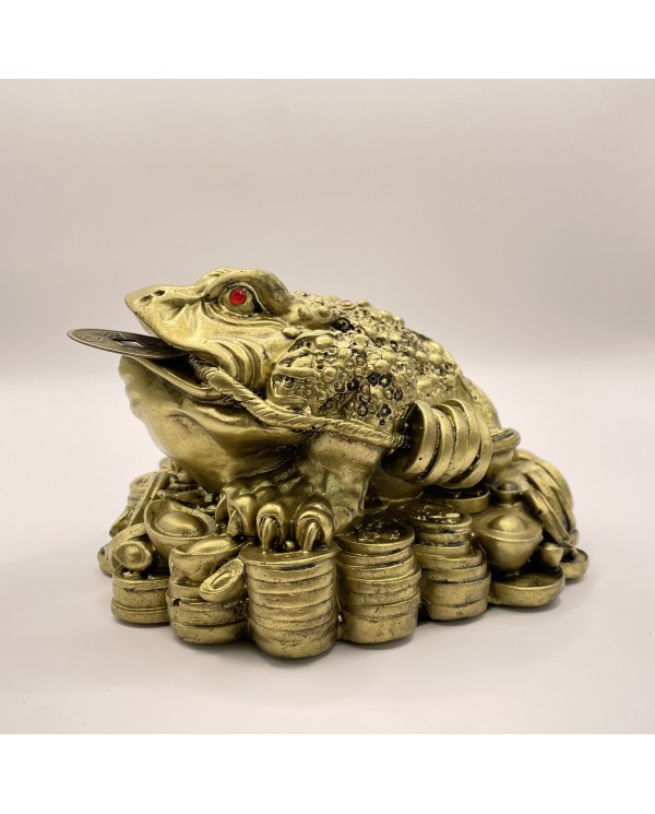 Soška Feng Shui - Trojnohá žaba s mincou