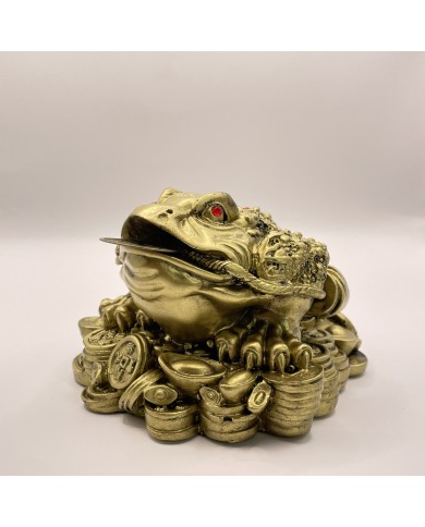 Soška Feng Shui - Trojnohá žaba s mincou