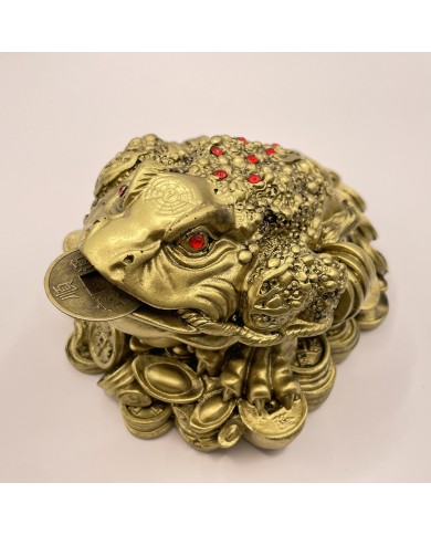 Soška Feng Shui - Trojnohá žaba s mincou