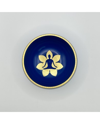 Tibetská spievajúca misa s paličkou meditácia - 12 cm - modrá 660 g