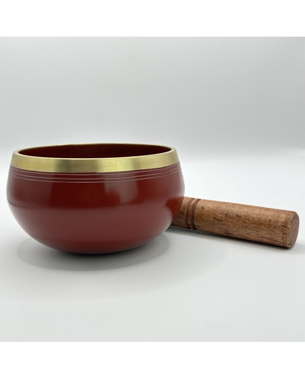 Tibetská spievajúca misa s paličkou meditácia - 12 cm hnedá - 680 g
