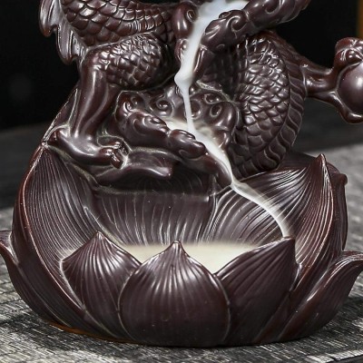 Stojan na vonné kužele - Tečúci dym - Drak a lotosom 2