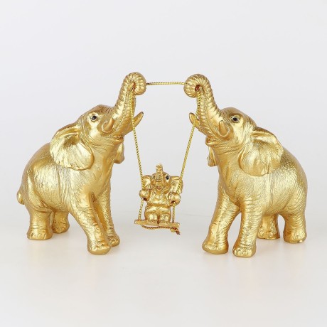 Soška Feng Shui - Slonia rodinka so slonítom