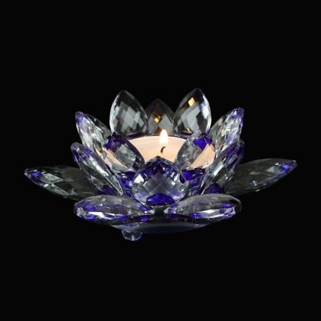 Lotosový svietnik z krištáľového skla - Viola