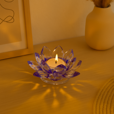 Lotosový svietnik z krištáľového skla - Viola