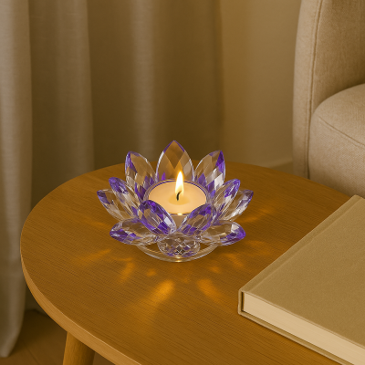 Lotosový svietnik z krištáľového skla - Viola