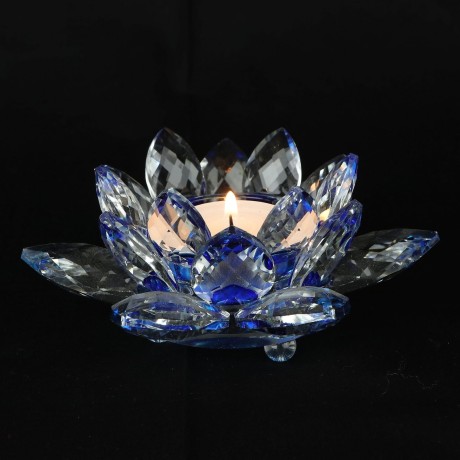 Lotosový svietnik z krištáľového skla - Blu Notte
