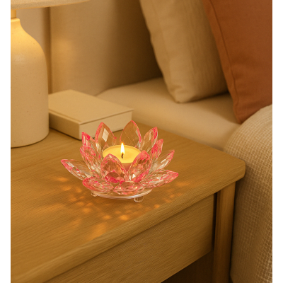 Lotosový svietnik z krištáľového skla - Rosa