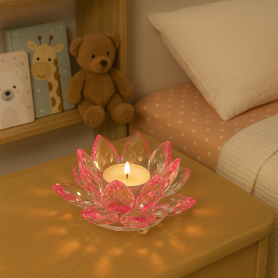 Lotosový svietnik z krištáľového skla - Rosa