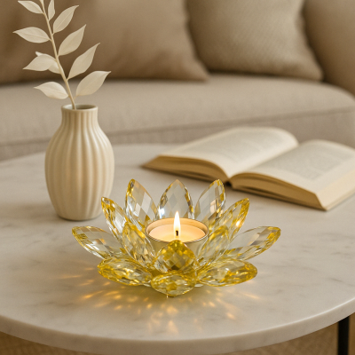 Lotosový svietnik z krištáľového skla - Oro