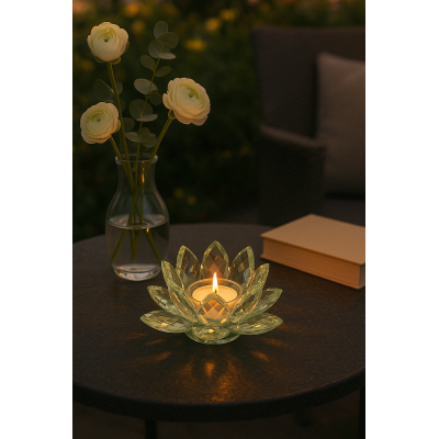 Lotosový svietnik z krištáľového skla - Verde