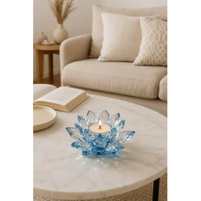 Lotosový svietnik z krištáľového skla - Blu Notte